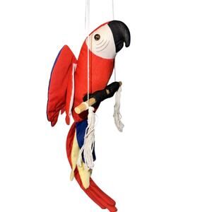 VINTAGE HANGING PLUSH MACAW PARROT Stuffed animal 16"